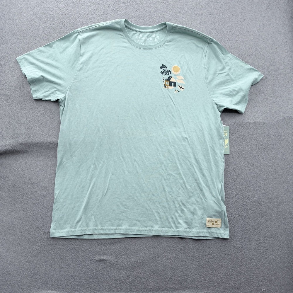 Hurley Shirt Mens XL Green Kuchar Surf Shack Graphic Tee Tagless Surf Beach